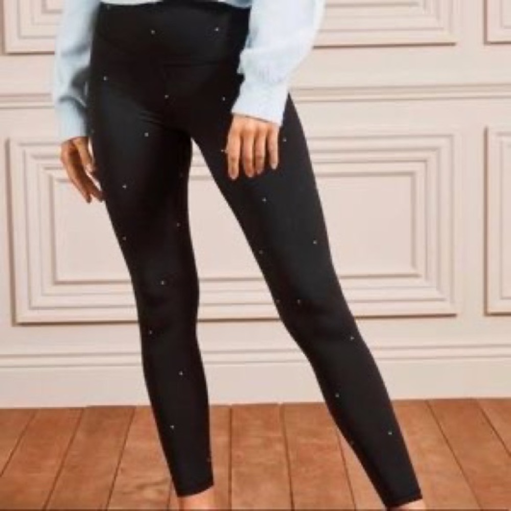 SIMPLE BLACK RHINESTONE LEGGINGS